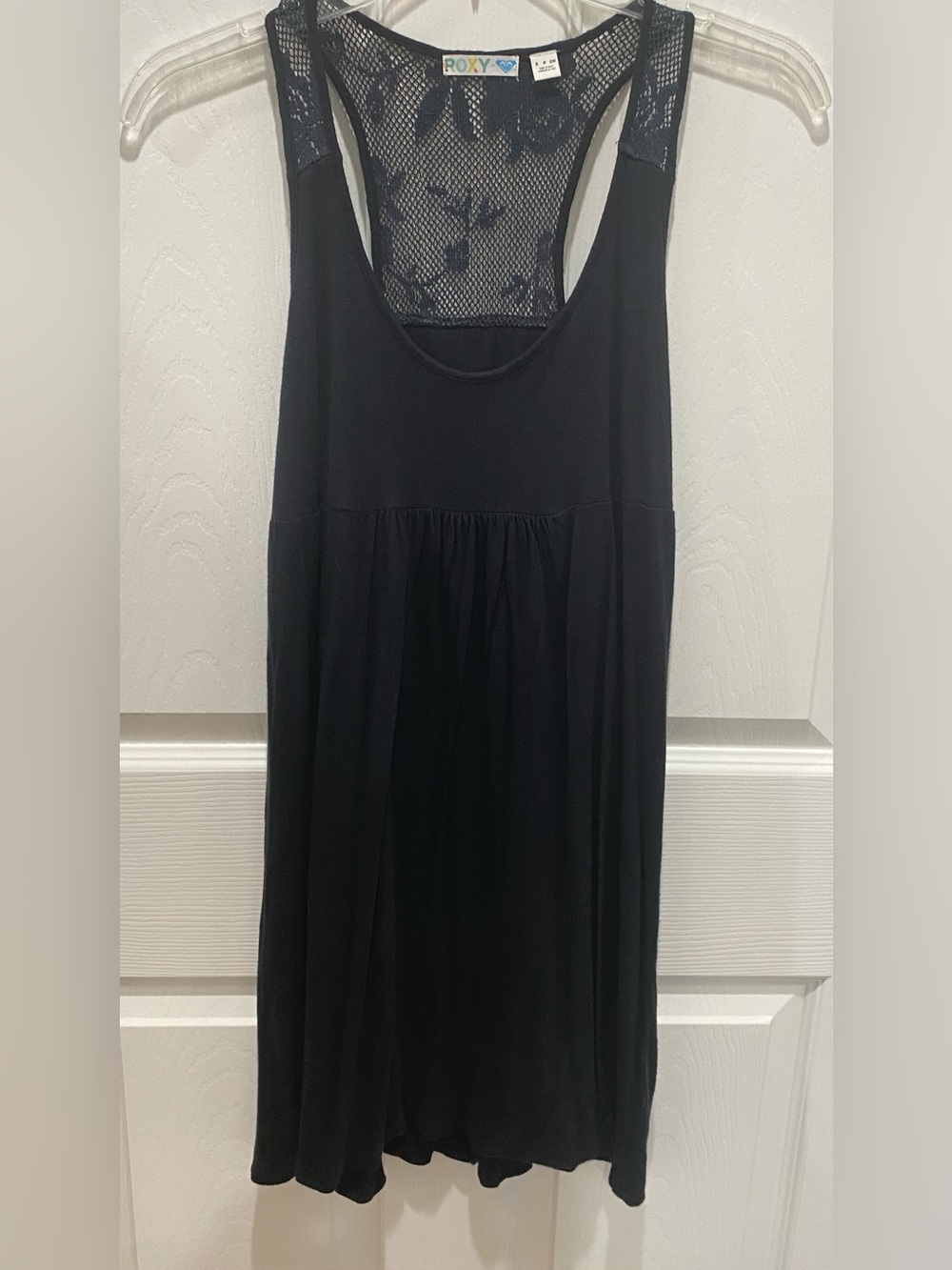 Roxy Navy Floral Lace Mesh Tank mini dress size S